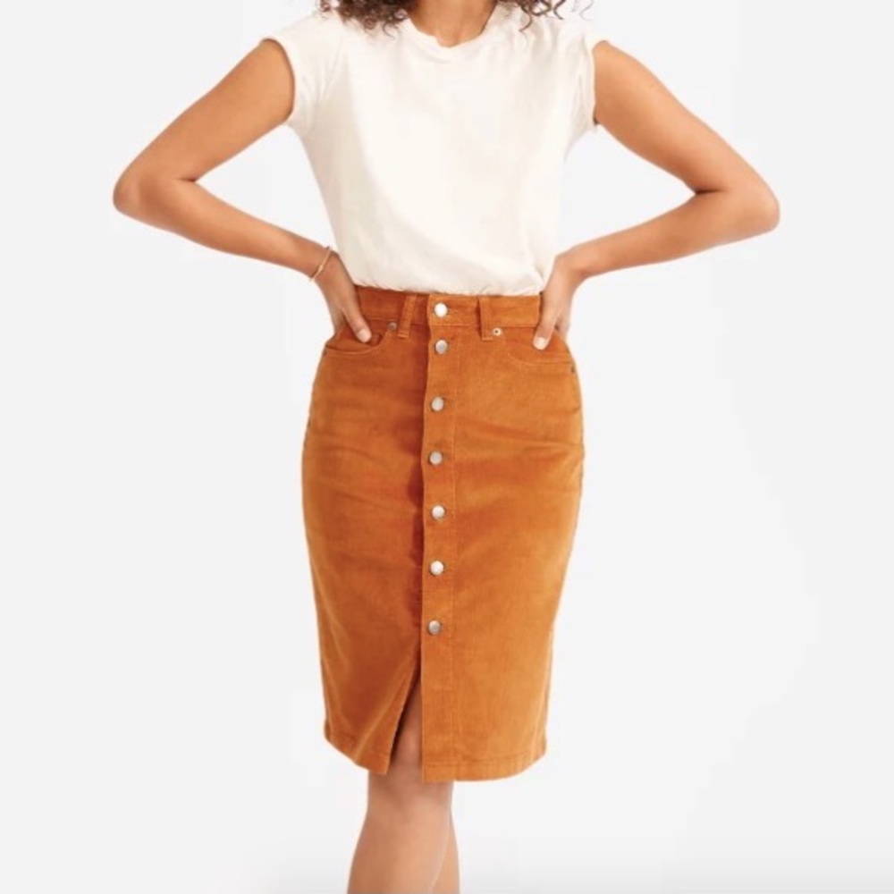 Everlane Button-Front Corduroy Skirt